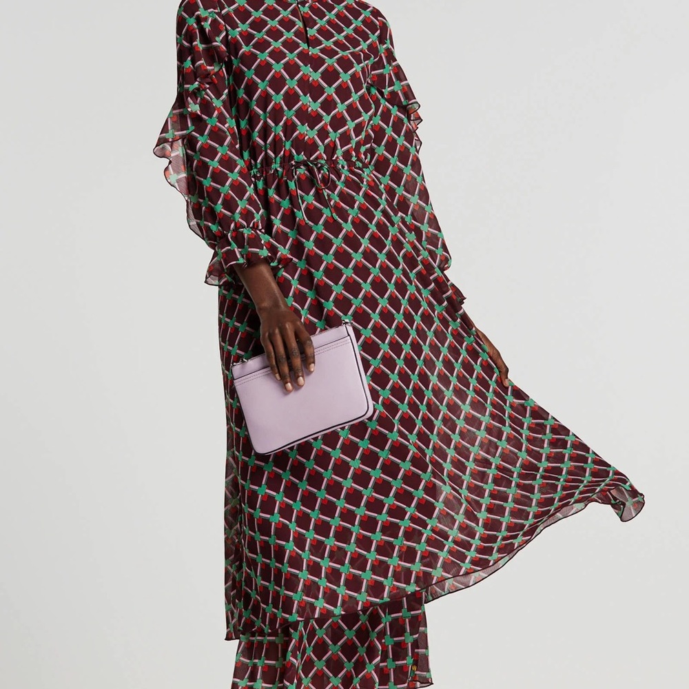 Scotch & Soda Les filles Red and Green Long Sleeve maxi Dress